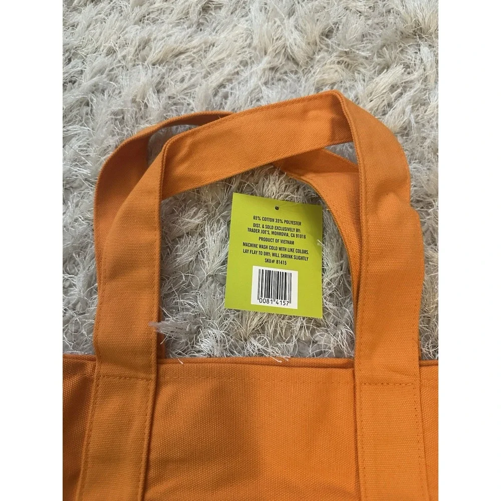 Trader Joe's Mini Trick Or Treat Canvas Tote Bag ORANGE HALLOWEEN RARE FAST SHIP